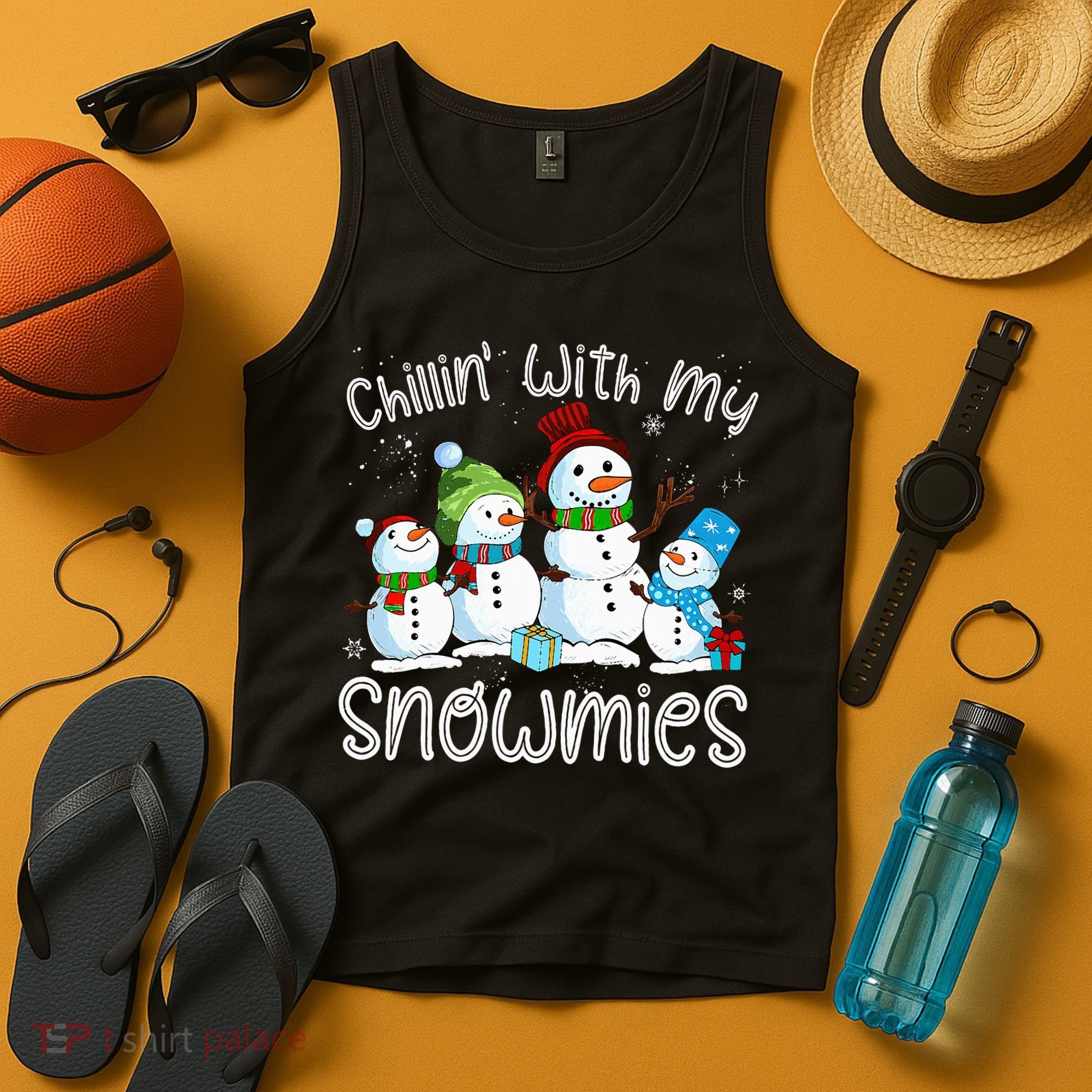 Chillin With My Snowmies Ugly Snowman Christmas Tank Top