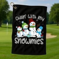 Chillin With My Snowmies Ugly Snowman Christmas Golf Towel thumb 1