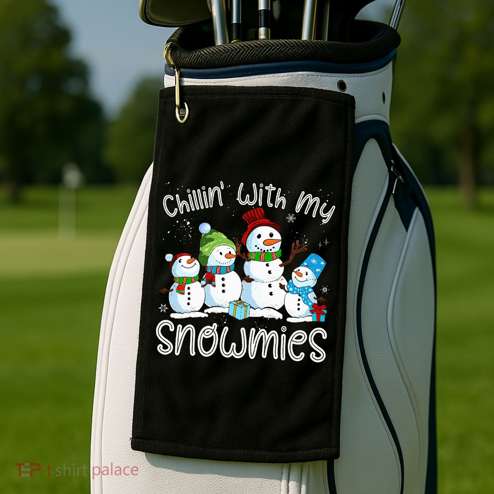 Chillin With My Snowmies Ugly Snowman Christmas Golf Towel