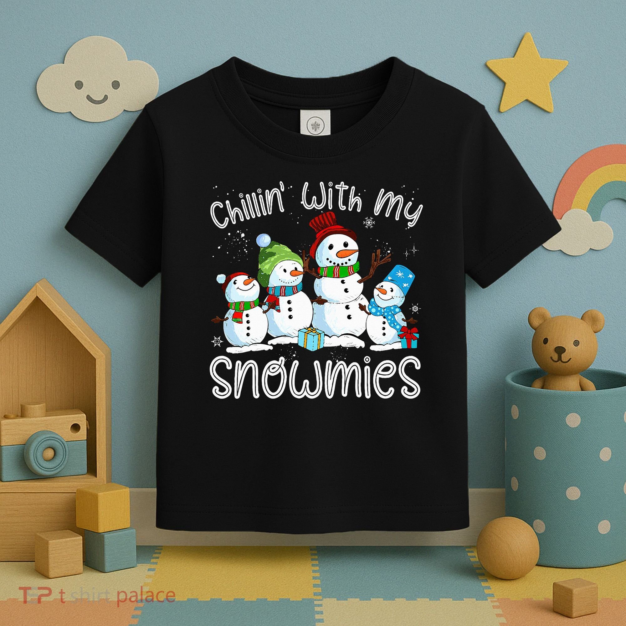 Chillin With My Snowmies Ugly Snowman Christmas Toddler T-Shirt