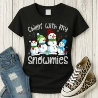 Chillin With My Snowmies Ugly Snowman Christmas Women's T-Shirt thumb 3