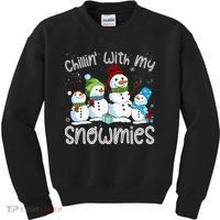 Chillin With My Snowmies Ugly Snowman Christmas Kids Sweatshirt thumb 0