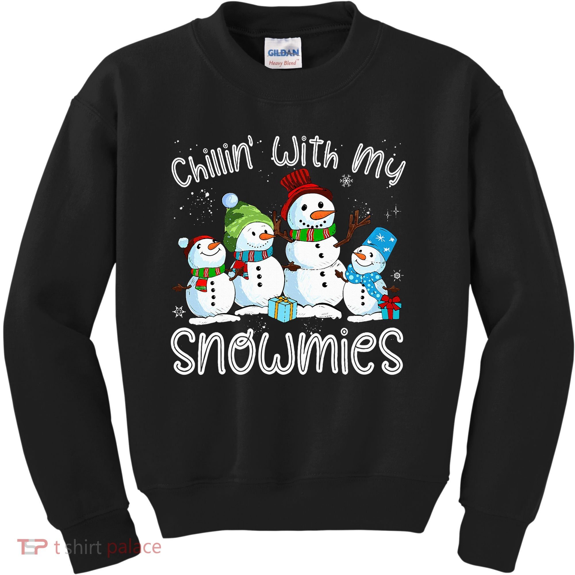 Chillin With My Snowmies Ugly Snowman Christmas Kids Sweatshirt