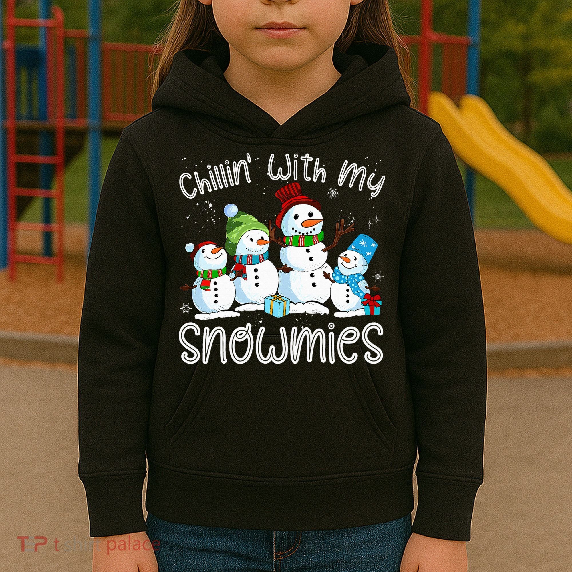Chillin With My Snowmies Ugly Snowman Christmas Kids Hoodie