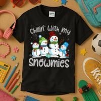 Chillin With My Snowmies Ugly Snowman Christmas Kids T-Shirt thumb 3