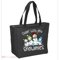 Chillin With My Snowmies Ugly Snowman Christmas Tote Bag thumb 2