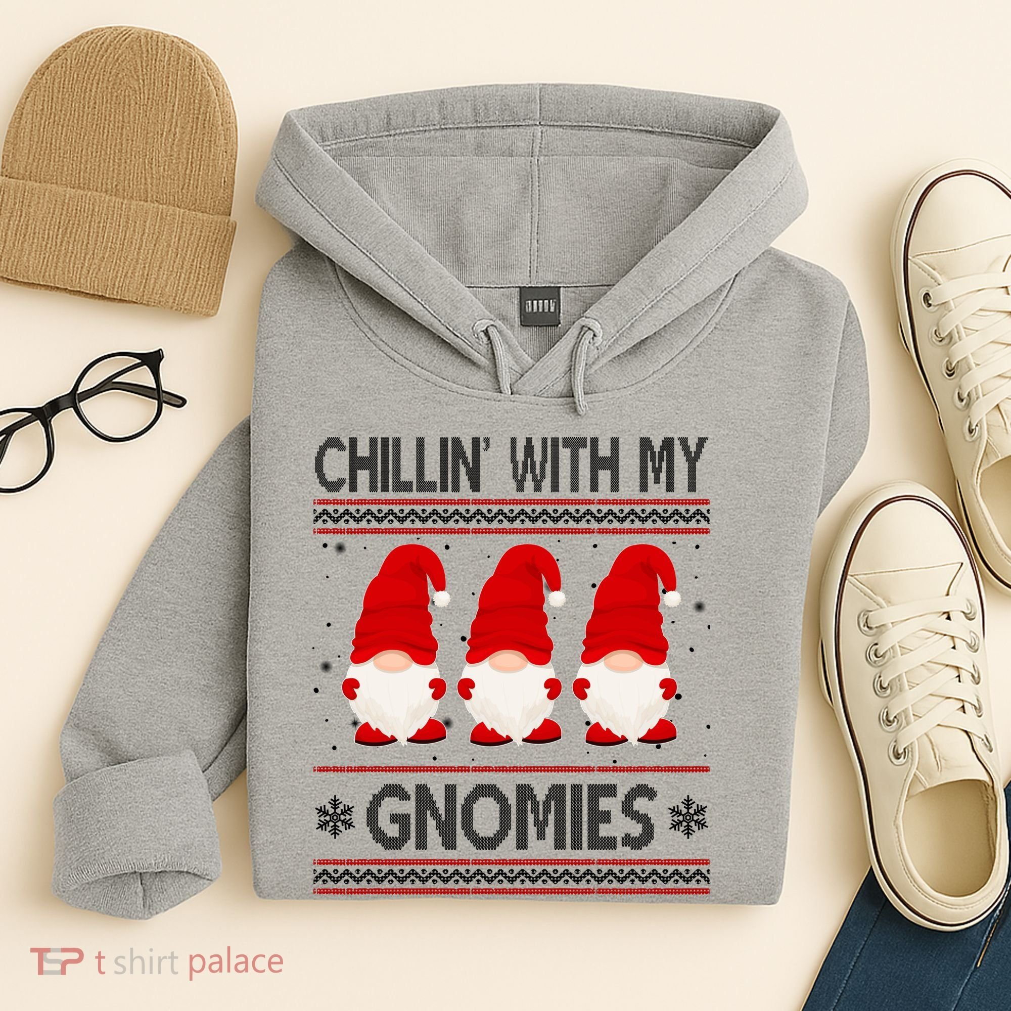 Chillin With My Gnomies Ugly Christmas Hoodie