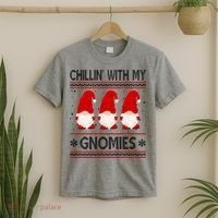 Chillin With My Gnomies Ugly Christmas T-Shirt thumb 2