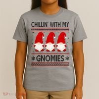 Chillin With My Gnomies Ugly Christmas T-Shirt thumb 4