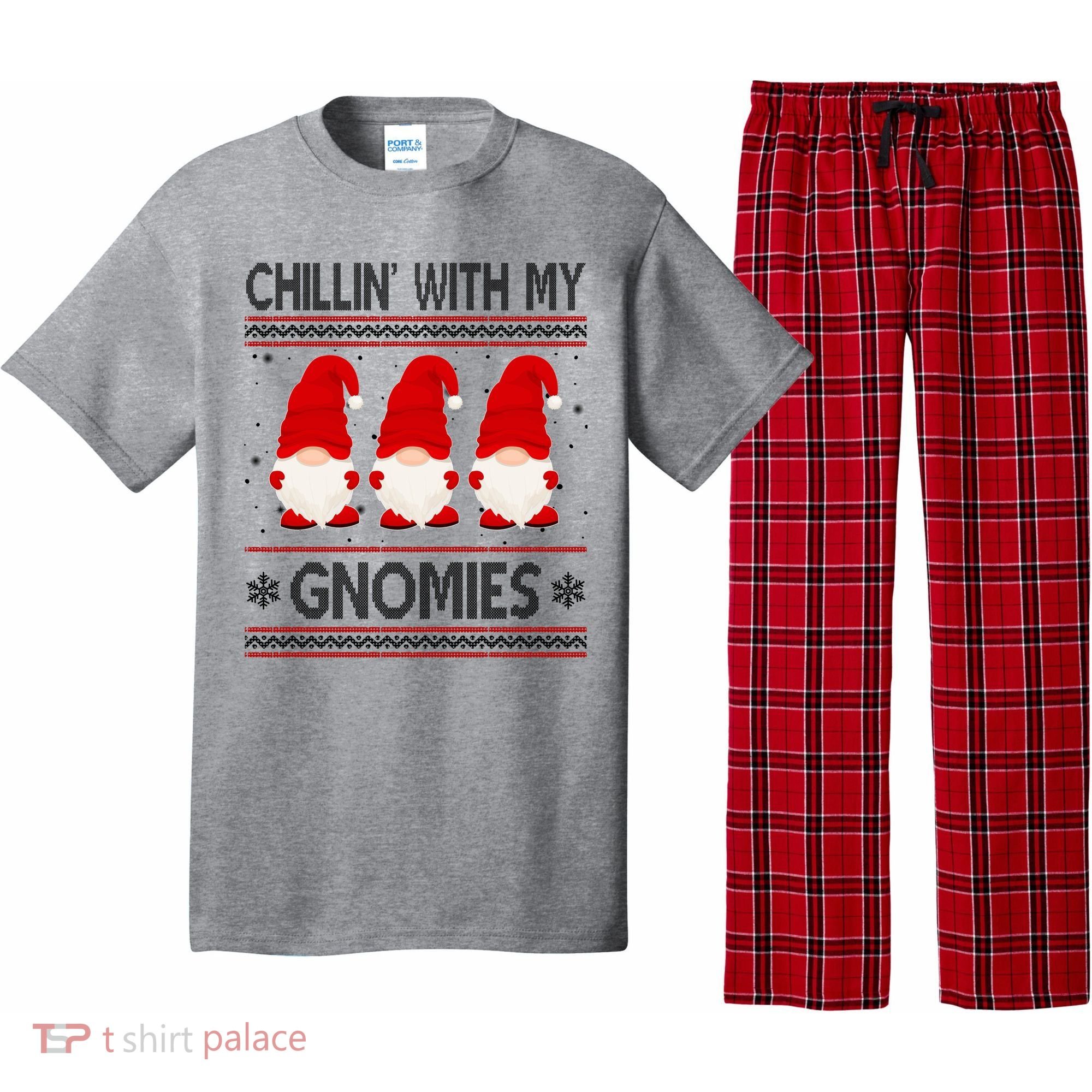 Chillin With My Gnomies Ugly Christmas Pajama Set
