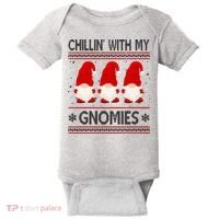 Chillin With My Gnomies Ugly Christmas Baby Bodysuit thumb 0