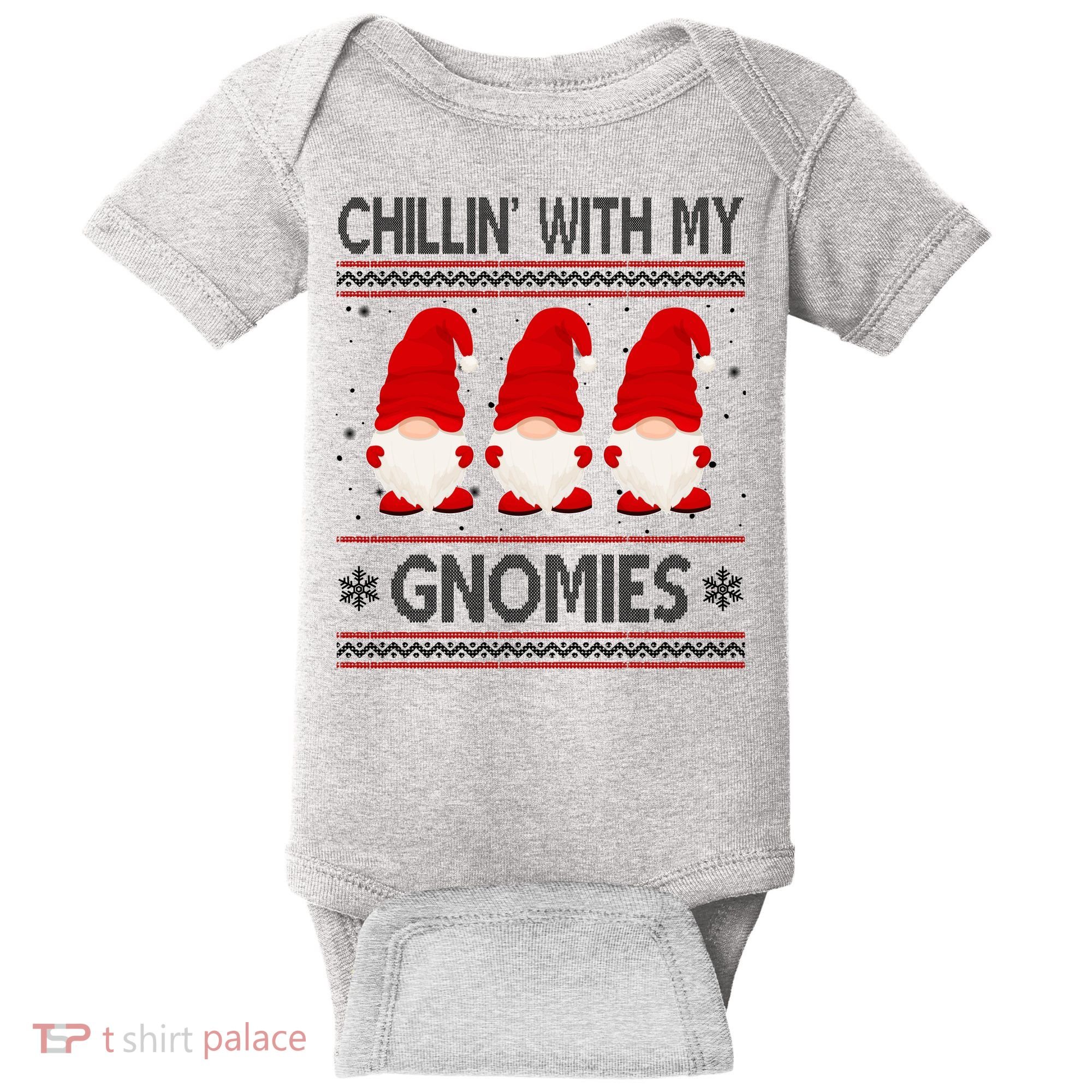 Chillin With My Gnomies Ugly Christmas Baby Bodysuit