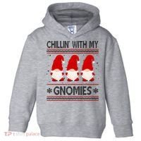 Chillin With My Gnomies Ugly Christmas Toddler Hoodie thumb 0