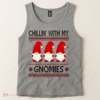 Chillin With My Gnomies Ugly Christmas Tank Top thumb 2