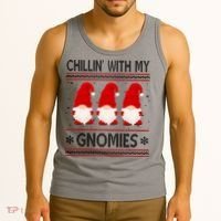 Chillin With My Gnomies Ugly Christmas Tank Top thumb 3