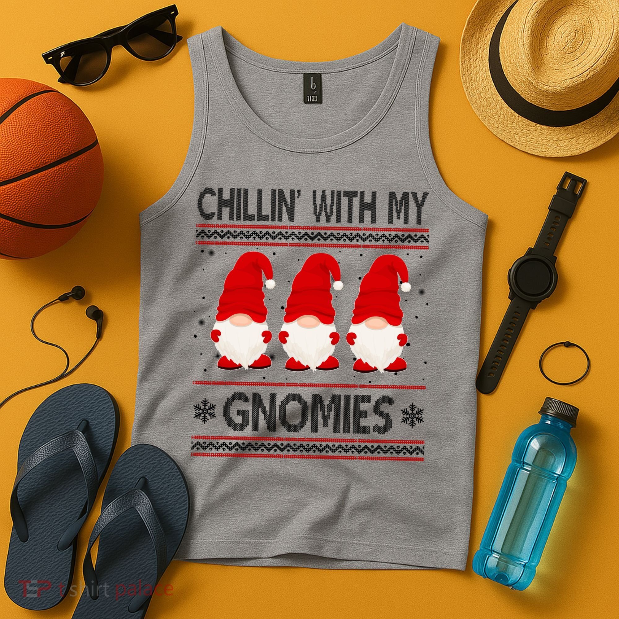 Chillin With My Gnomies Ugly Christmas Tank Top