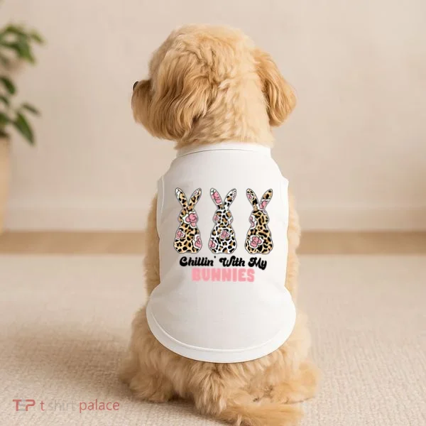 Chillin With My Bunnies Easter Cute Doggie Tank
