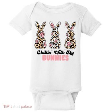 Chillin With My Bunnies Easter Cute Baby Bodysuit