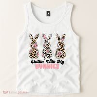 Chillin With My Bunnies Easter Cute Tank Top thumb 2