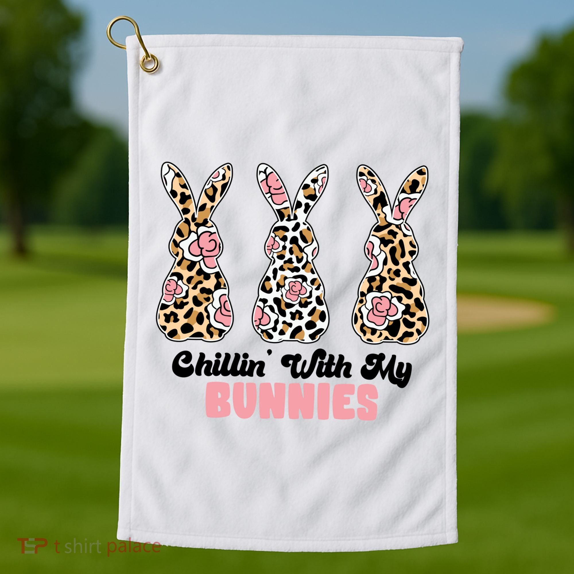 Chillin With My Bunnies Easter Cute Golf Towel