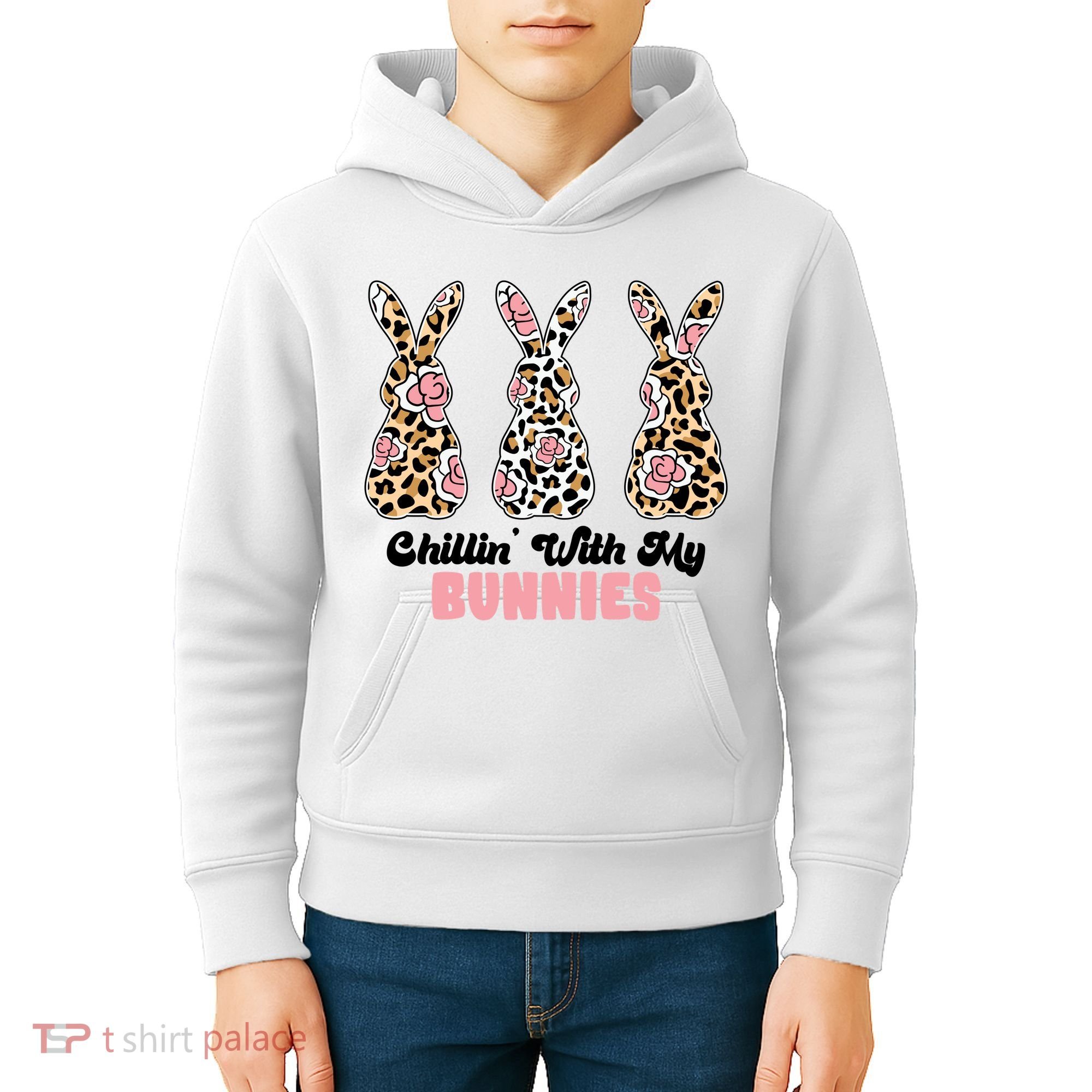 Chillin With My Bunnies Easter Cute Kids Hoodie