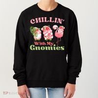 Chillin with my gnomies Tropical gnomes with a flamingo Women's Sweatshirt thumb 0