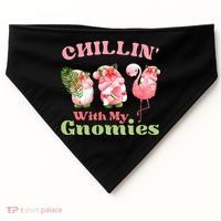Chillin with my gnomies Tropical gnomes with a flamingo USA-Made Doggie Bandana thumb 0