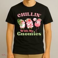 Chillin with my gnomies Tropical gnomes with a flamingo T-Shirt thumb 3