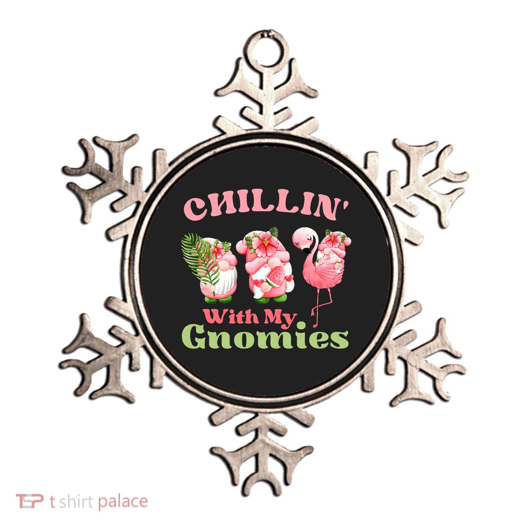 Chillin with my gnomies Tropical gnomes with a flamingo Ornament