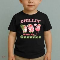 Chillin with my gnomies Tropical gnomes with a flamingo Toddler T-Shirt thumb 2