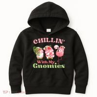 Chillin with my gnomies Tropical gnomes with a flamingo Kids Hoodie thumb 0