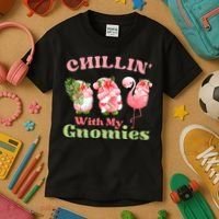 Chillin with my gnomies Tropical gnomes with a flamingo Kids T-Shirt thumb 3