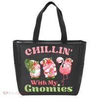 Chillin with my gnomies Tropical gnomes with a flamingo Tote Bag thumb 0