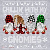 Chillin With My Gnomies Family Ugly Christmas Sweater Gnomes Gift Women's Racerback Cropped Tank thumb 2