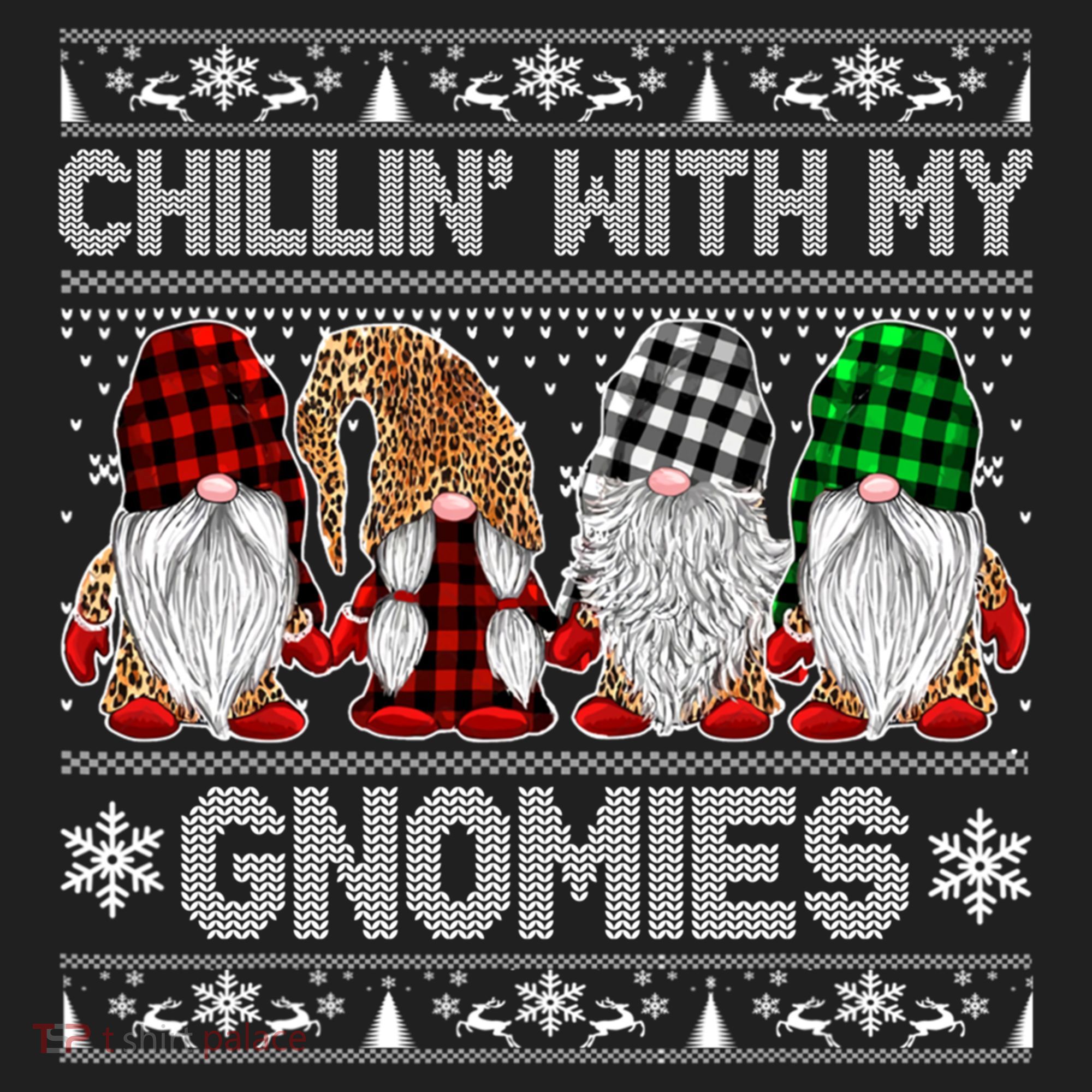 Chillin With My Gnomies Family Ugly Christmas Sweater Gnomes Gift Beanie