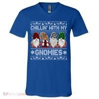 Chillin With My Gnomies Family Ugly Christmas Sweater Gnomes Gift V-Neck T-Shirt thumb 0