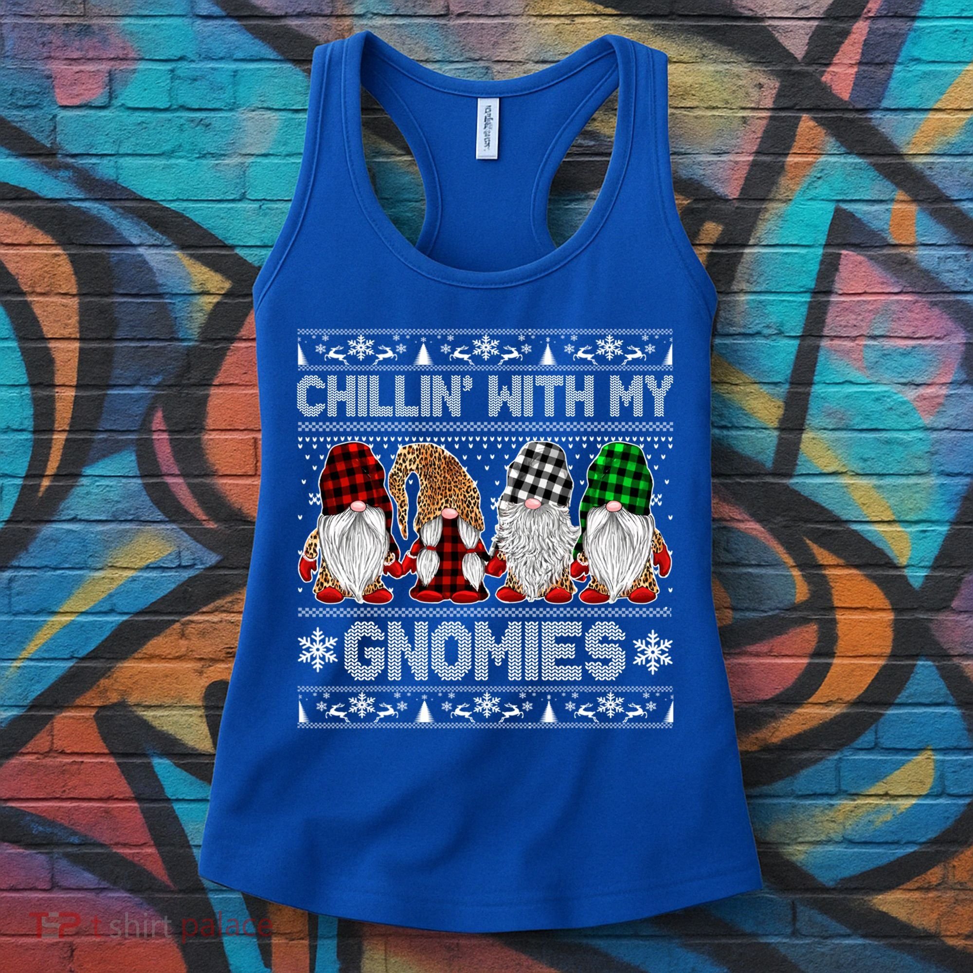 Chillin With My Gnomies Family Ugly Christmas Sweater Gnomes Gift Women's Tank Top