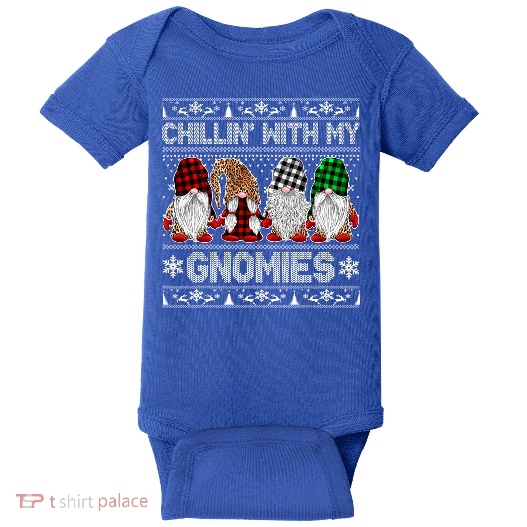 Chillin With My Gnomies Family Ugly Christmas Sweater Gnomes Gift Baby Bodysuit