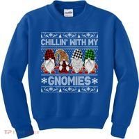 Chillin With My Gnomies Family Ugly Christmas Sweater Gnomes Gift Kids Sweatshirt thumb 0