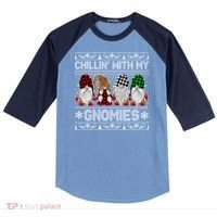Chillin With My Gnomies Family Ugly Christmas Sweater Gnomes Gift Raglan Baseball Sleeve Shirt thumb 0