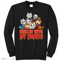 Chillin With My Creeps Funny Cat Horror Movies Serial Killer Sweatshirt thumb 0