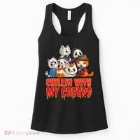 Chillin With My Creeps Funny Cat Horror Movies Serial Killer Women's Tank Top thumb 0