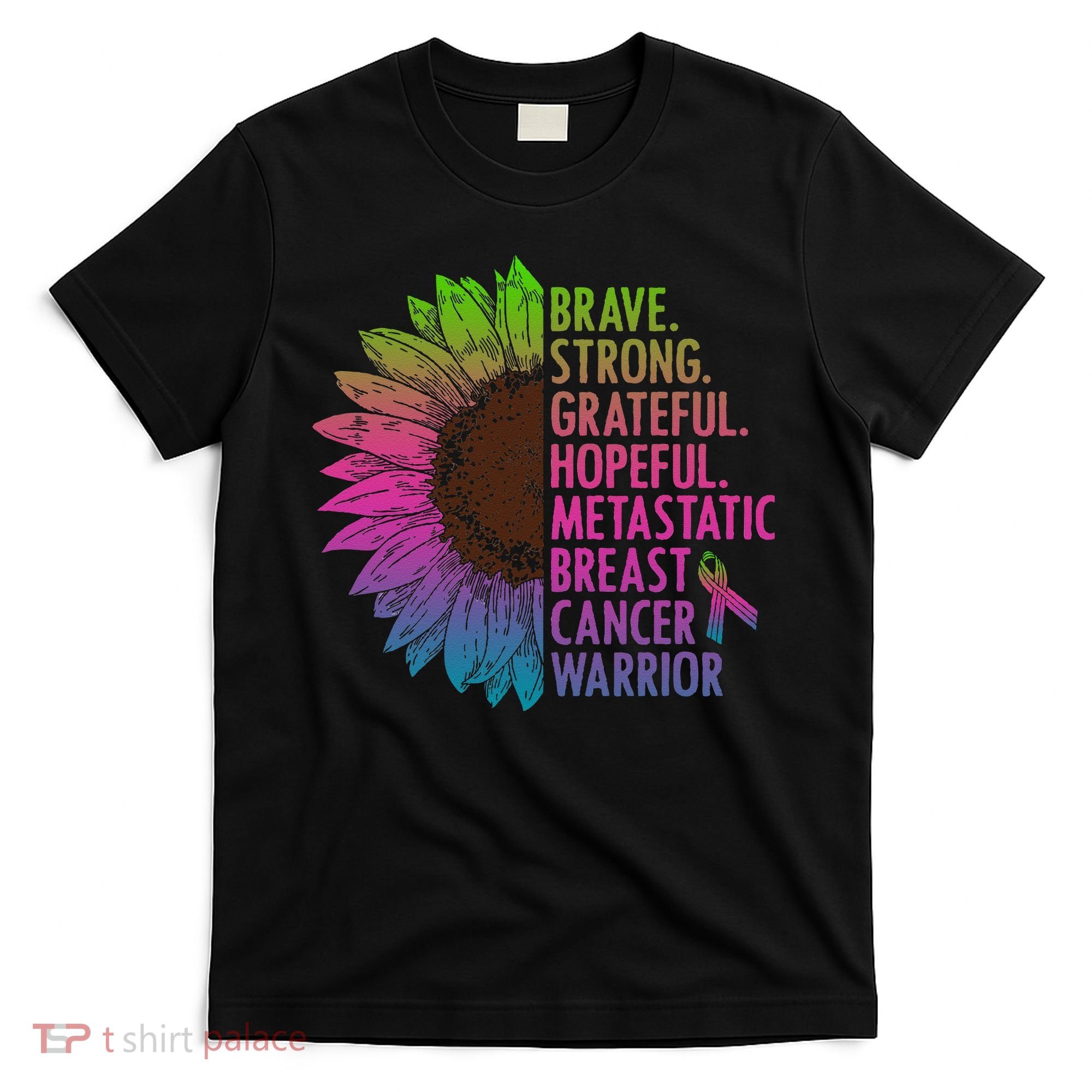 Care Warrior Metastatic Breast Cancer Ribbon Awareness T-Shirt