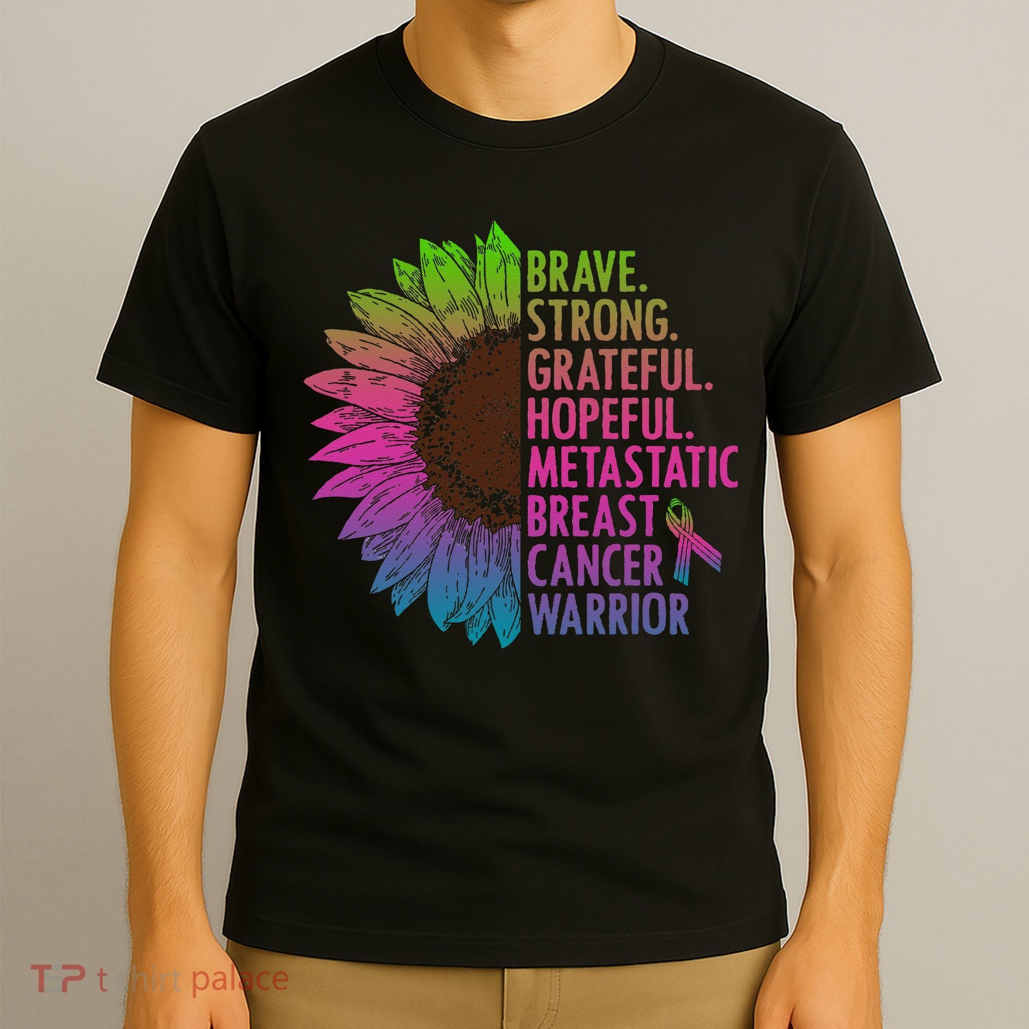 Care Warrior Metastatic Breast Cancer Ribbon Awareness T-Shirt