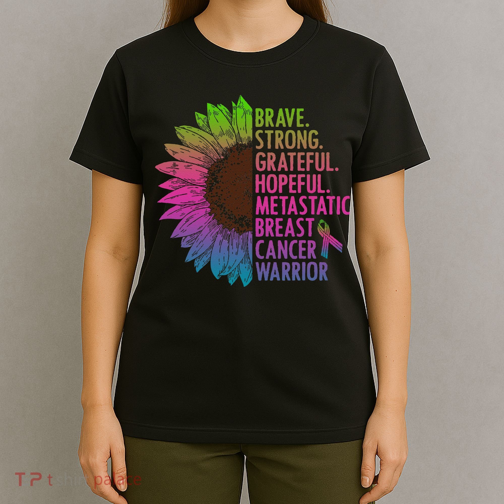 Care Warrior Metastatic Breast Cancer Ribbon Awareness T-Shirt