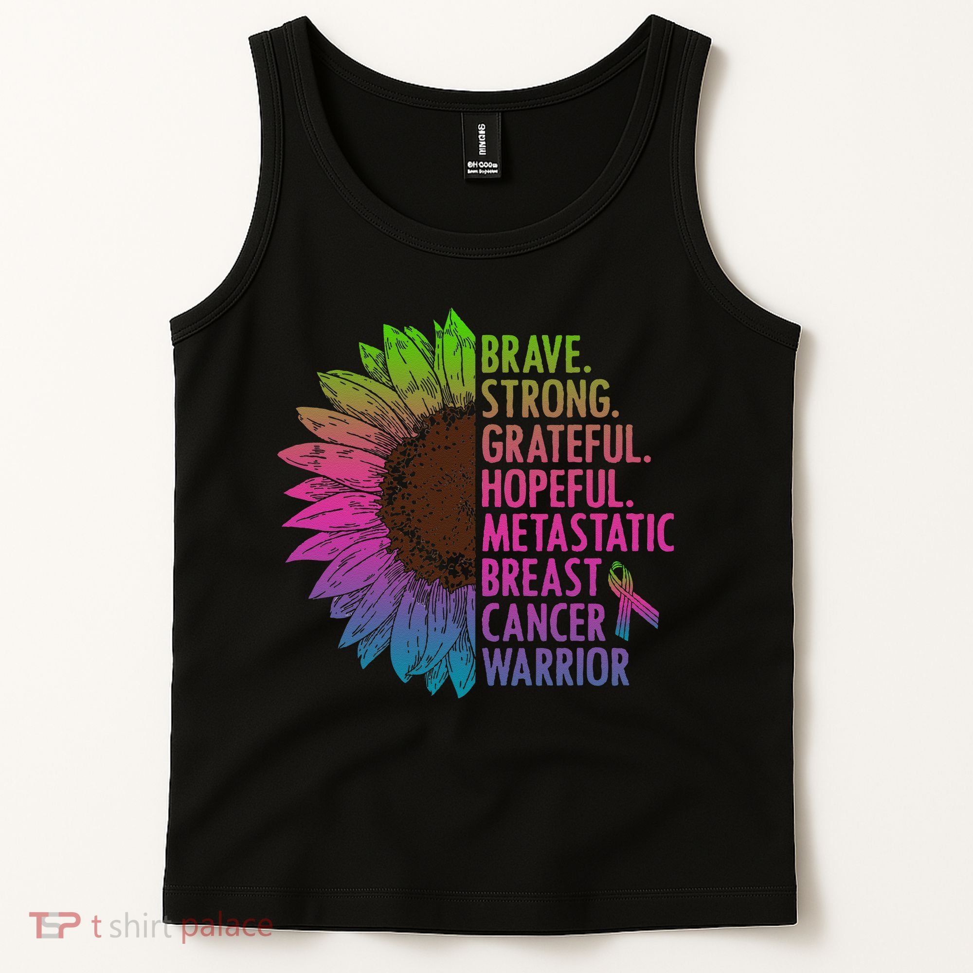 Care Warrior Metastatic Breast Cancer Ribbon Awareness Tank Top