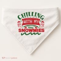 Chilling With My Snowmies Winter USA-Made Doggie Bandana thumb 0