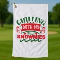 Chilling With My Snowmies Winter Golf Towel thumb 1