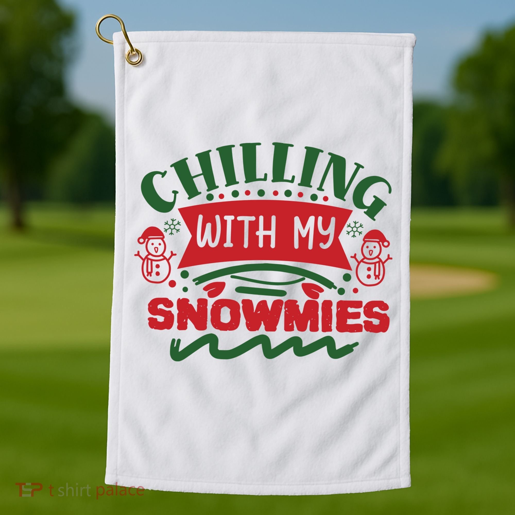 Chilling With My Snowmies Winter Golf Towel