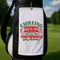Chilling With My Snowmies Winter Golf Towel thumb 2